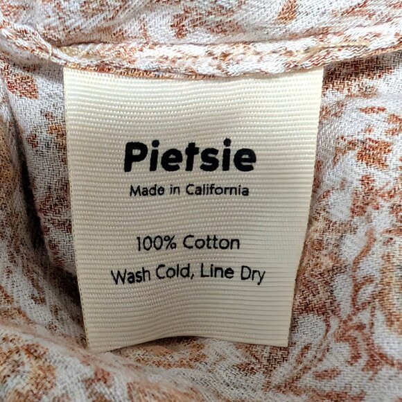 Pietsie Womens NWT OS Corsica Brown Gold Floral 100% Cotton Oversized L/S Top - Picture 9 of 9